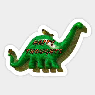 Trippy Dino and Birds - Happy Thoughts Sticker